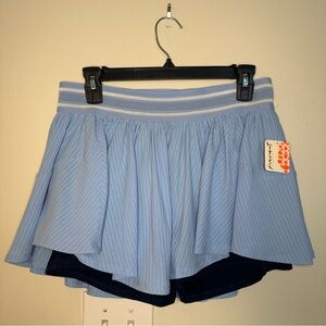 Free People Movement Women L Blue Sultry Tennis Mini Skort Ruffled High Dive NEW